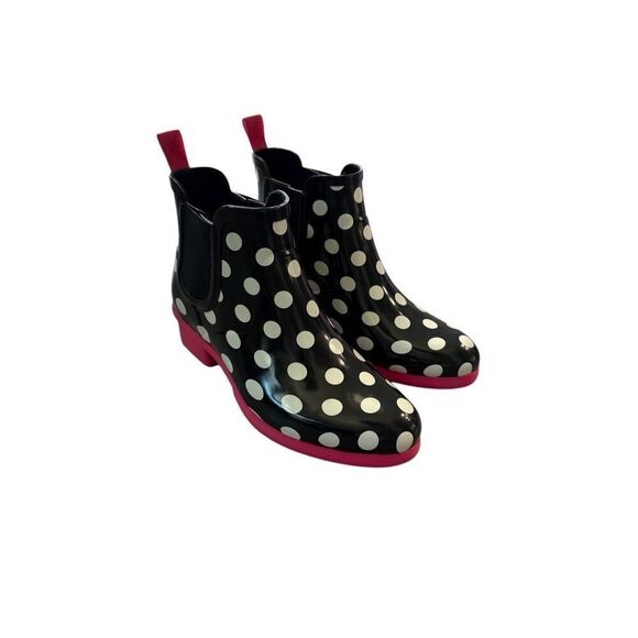 Kate Spade Trudy Womens Black White Polka Dot Chelsea Ankle Rain Boots Size 7 - Picture 6 of 8